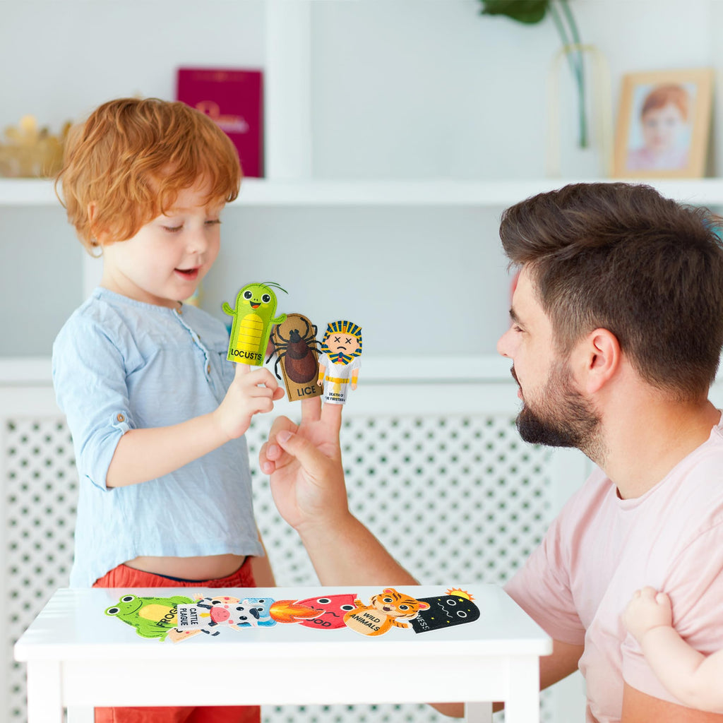 COcnny Passover Plague Finger Puppets – 30 Felt Puppets for Kids – Ten Plagues Set