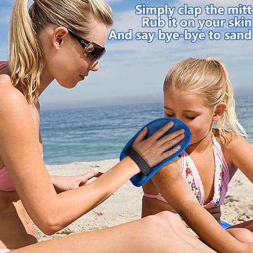 codree 4-Pack Sand Removal Mitts – Soft Coral Fleece Beach Sand Wipe Off, Reusable, 8.5x6 Inch