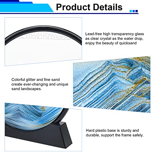 Coitak Round Moving Sand Art Picture – Blue Desktop Dynamic Sand Art for Relaxation and Decor