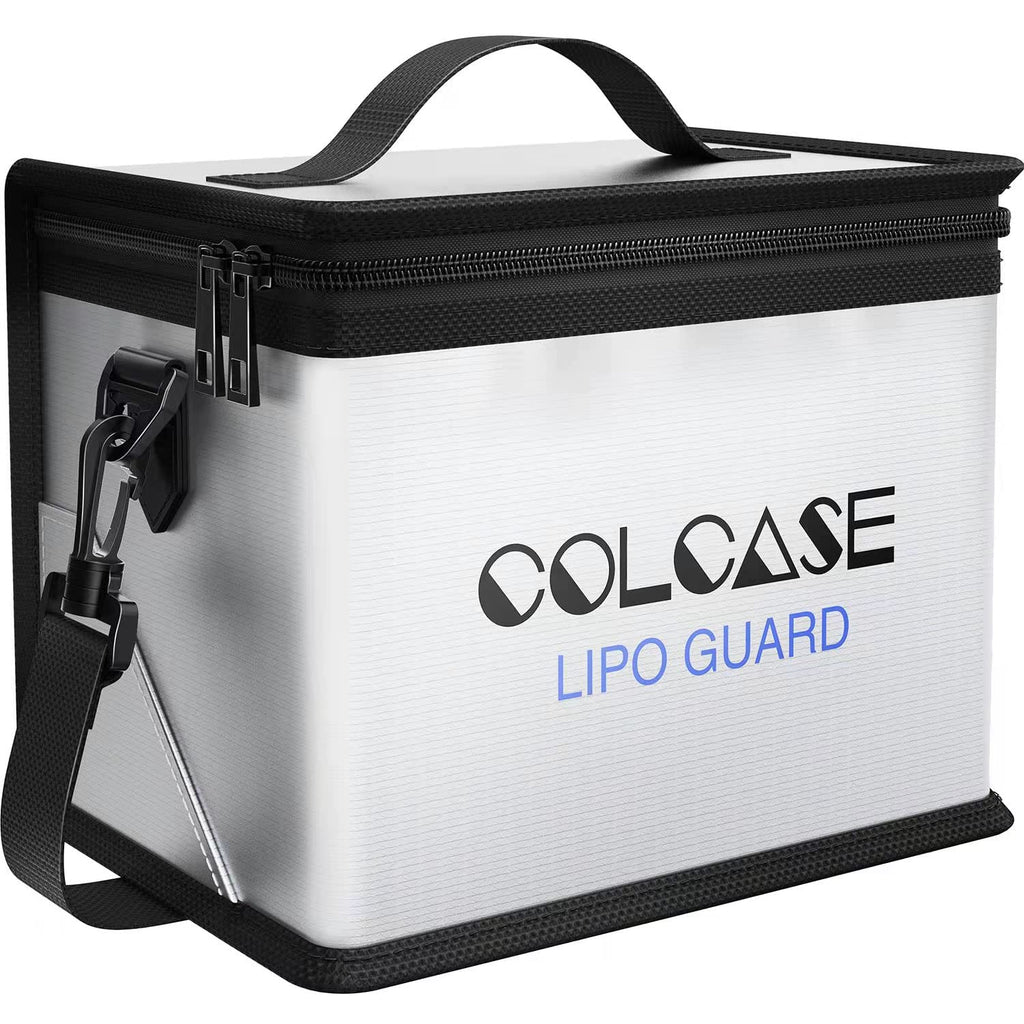 COLCASE Fireproof Lipo Safe Bag – Large Capacity Double Zipper Battery Storage & Charging Bag (8.46x5.7x6.5 in)