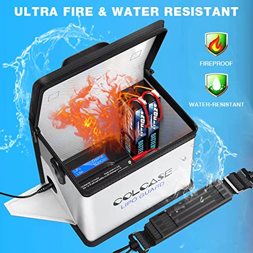 COLCASE Fireproof Lipo Safe Bag – Large Capacity Double Zipper Battery Storage & Charging Bag (8.46x5.7x6.5 in)