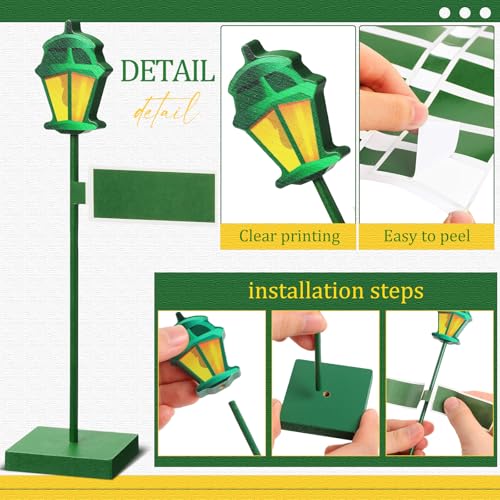Colingmill 6 Pcs Wooden Street Sign Lamp Post Centerpiece with 24 Customizable Stickers for Party Decor