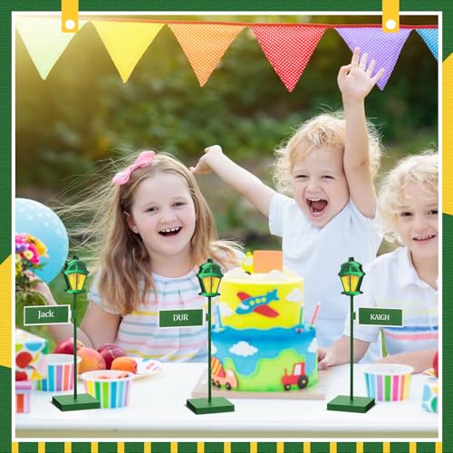 Colingmill 6 Pcs Wooden Street Sign Lamp Post Centerpiece with 24 Customizable Stickers for Party Decor