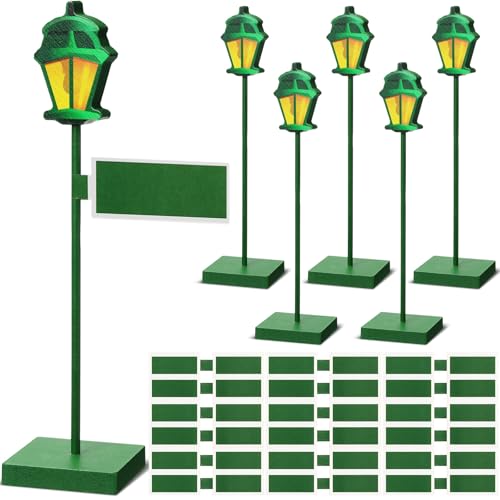 Colingmill 6 Pcs Wooden Street Sign Lamp Post Centerpiece with 24 Customizable Stickers for Party Decor