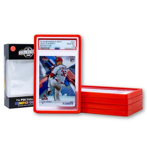 Collector's Hubs PSA Slab Guards – 5 Pack Red – Shock-Absorbing Bumper for Graded Cards