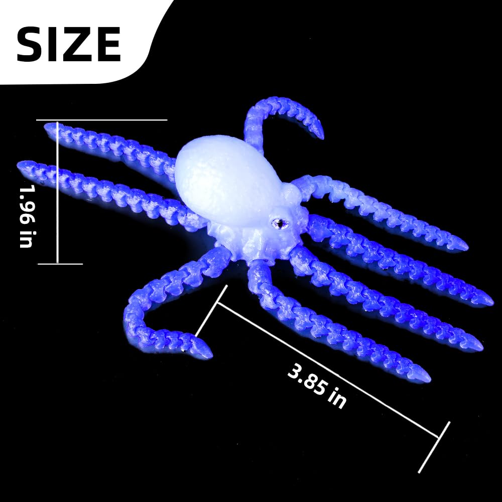Color-Changing 3D Printed Octopus Fidget Toy – Blue to White, Temperature Sensitive, PLA Desk Decor