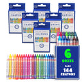 Color Swell Crayons Bulk 6-Pack of 24 Count – 144 Vibrant Non-Toxic Crayons for Kids, Teachers, and Party Favors