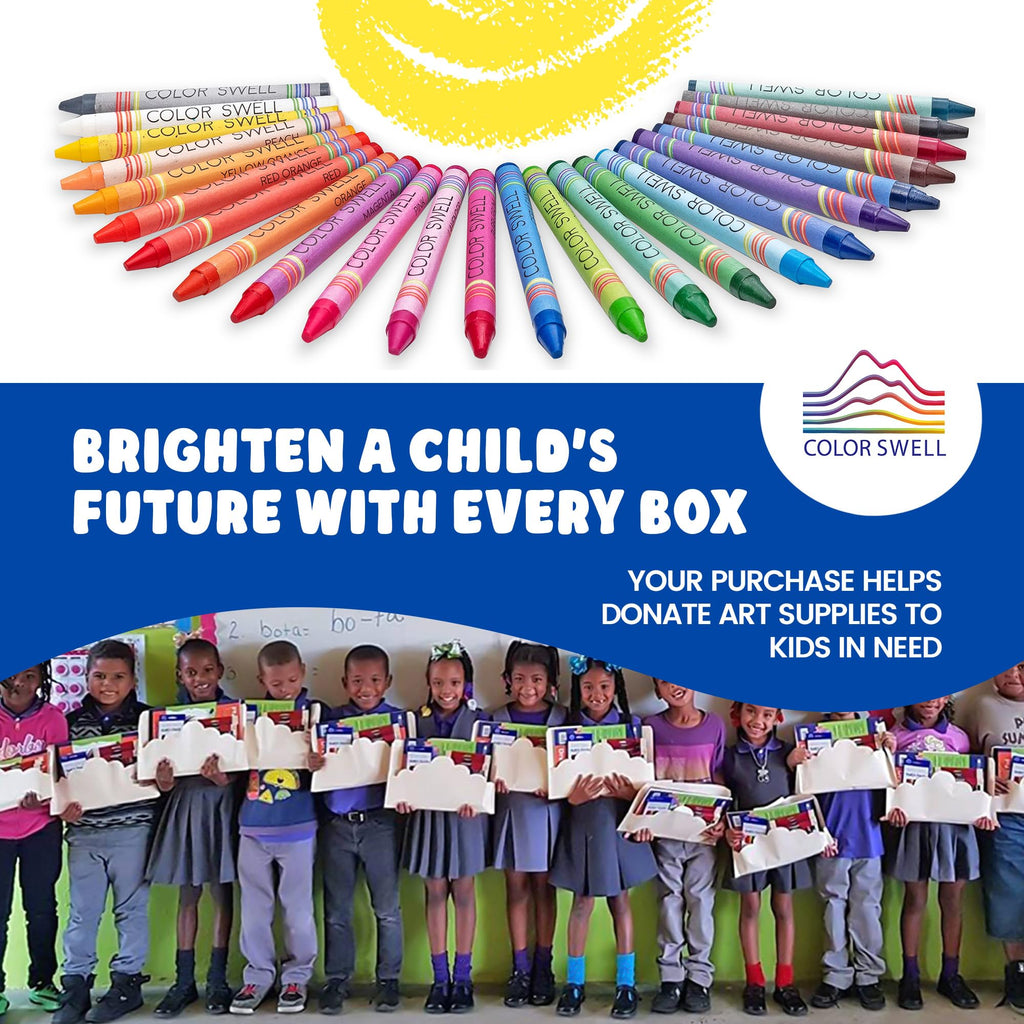 Color Swell Crayons Bulk 6-Pack of 24 Count – 144 Vibrant Non-Toxic Crayons for Kids, Teachers, and Party Favors
