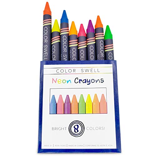 Color Swell Neon Crayons Bulk Pack – 6 Boxes of 8 Vibrant Colors, Teacher-Quality Crayons for Kids
