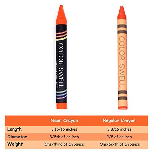 Color Swell Neon Crayons Bulk Pack – 6 Boxes of 8 Vibrant Colors, Teacher-Quality Crayons for Kids