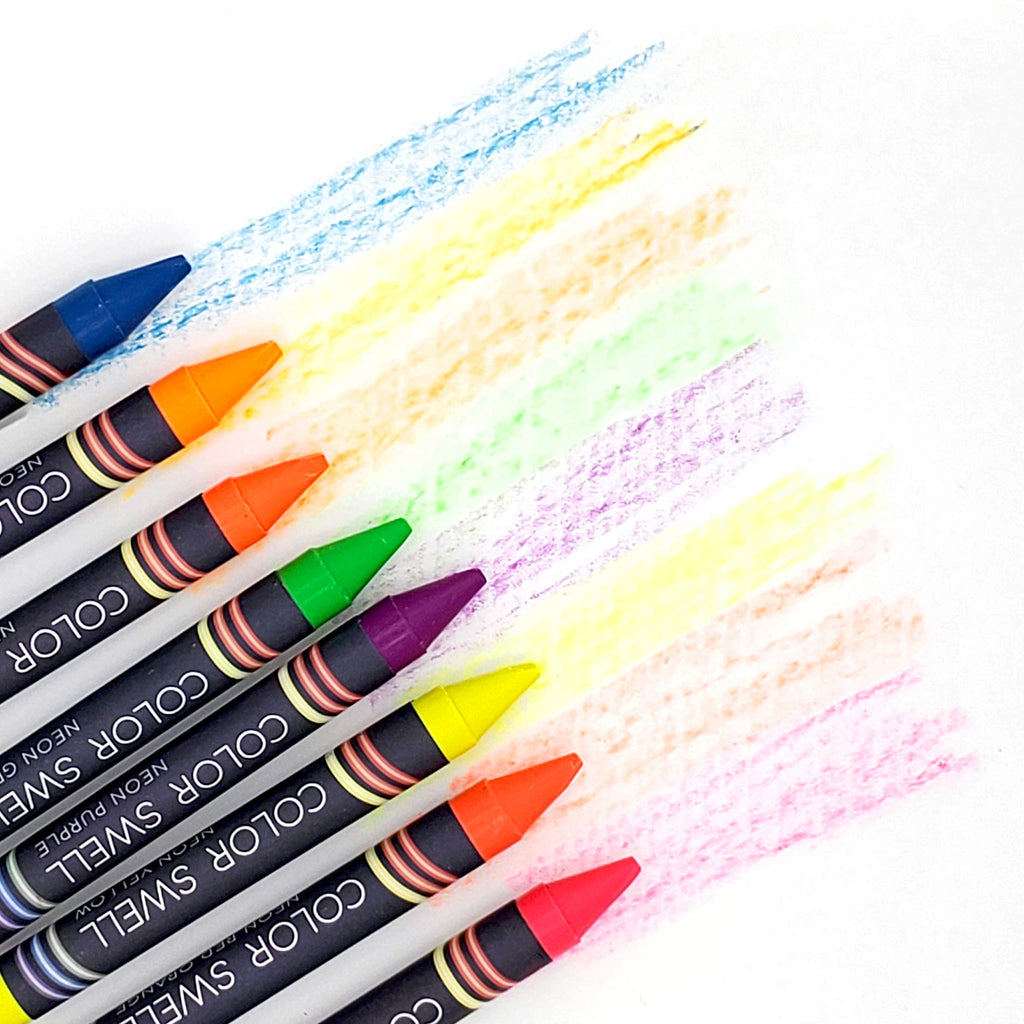 Color Swell Neon Crayons Bulk Pack – 6 Boxes of 8 Vibrant Colors, Teacher-Quality Crayons for Kids