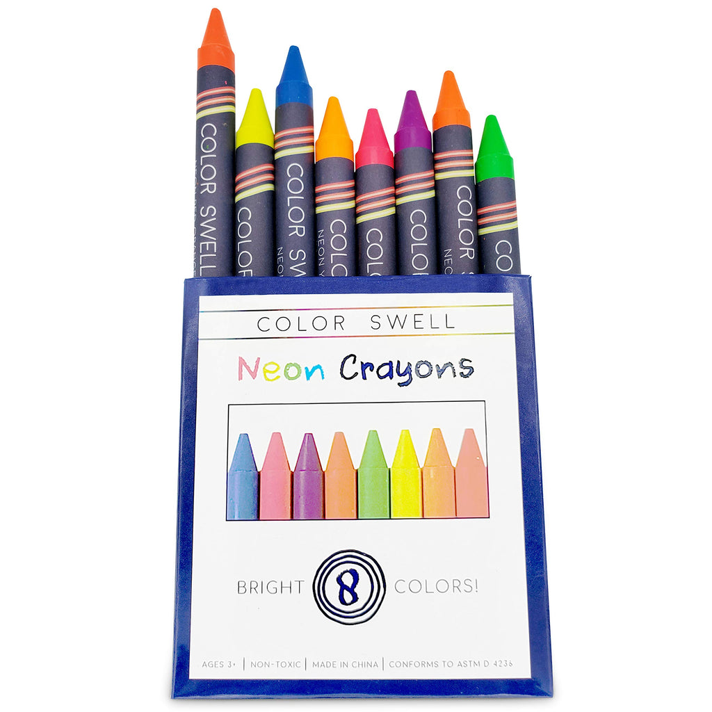 Color Swell Neon Crayons Bulk Pack – 6 Boxes of 8 Vibrant Colors, Teacher-Quality Crayons for Kids