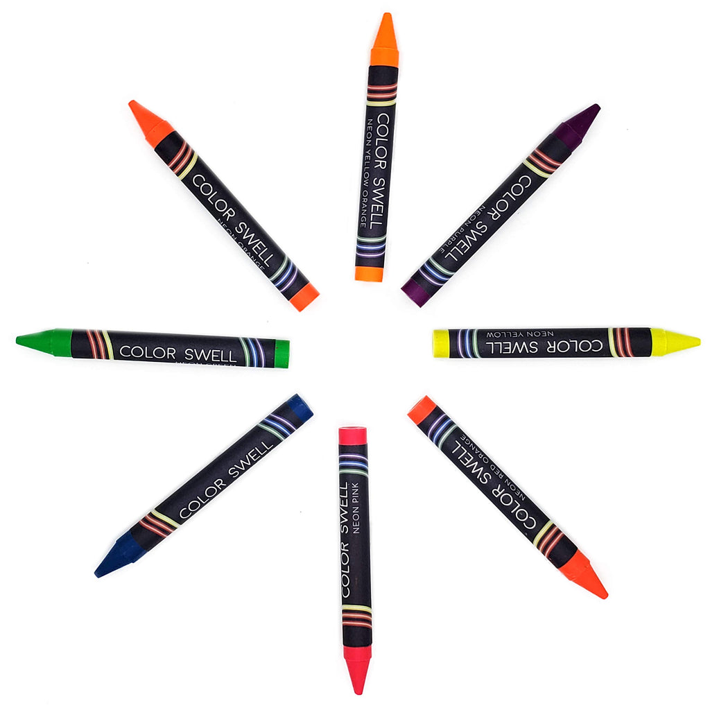 Color Swell Neon Crayons Bulk Pack – 6 Boxes of 8 Vibrant Colors, Teacher-Quality Crayons for Kids
