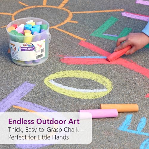 Colorations Jumbo Washable Sidewalk Chalk Set, 20 Pieces, 8 Colors, Non-Toxic, Ages 4+