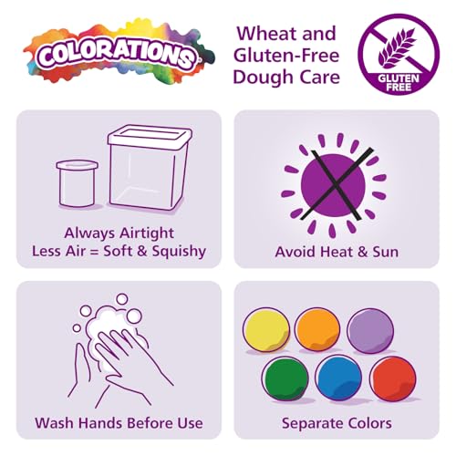Colorations Wheat & Gluten Free Glitter Dough - 6 Colors, 2 oz Each - Non-Toxic Sensory Play Dough for Kids