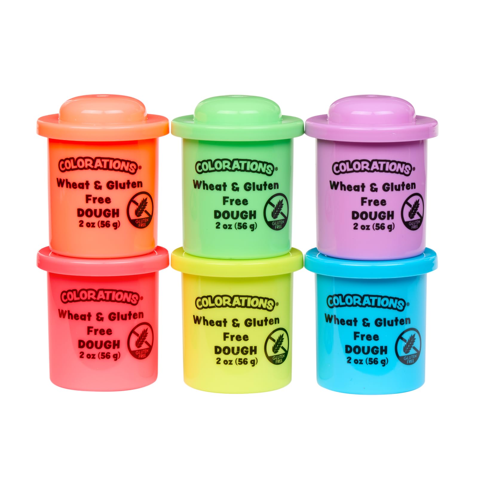 Colorations Wheat & Gluten Free Neon Dough - 6 Pack of Non-Toxic Sensory Dough for Kids
