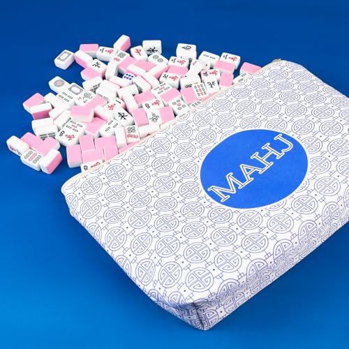 Colorato Mahjong Tiles Bag with Zipper – Blue, Fits 1.2" (30mm) American Mahjong Tiles, Portable Storage Case