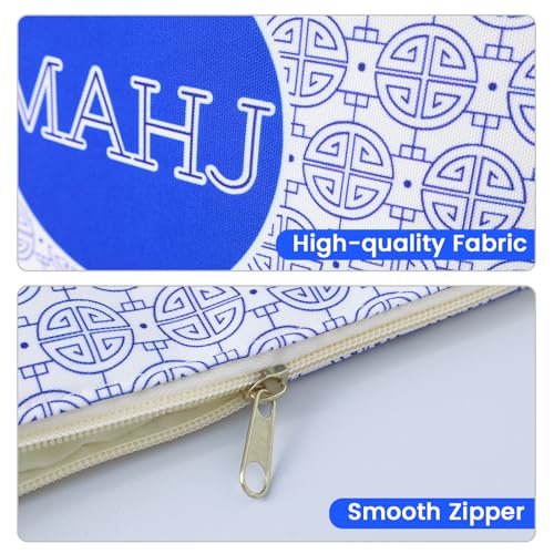 Colorato Mahjong Tiles Bag with Zipper – Blue, Fits 1.2" (30mm) American Mahjong Tiles, Portable Storage Case