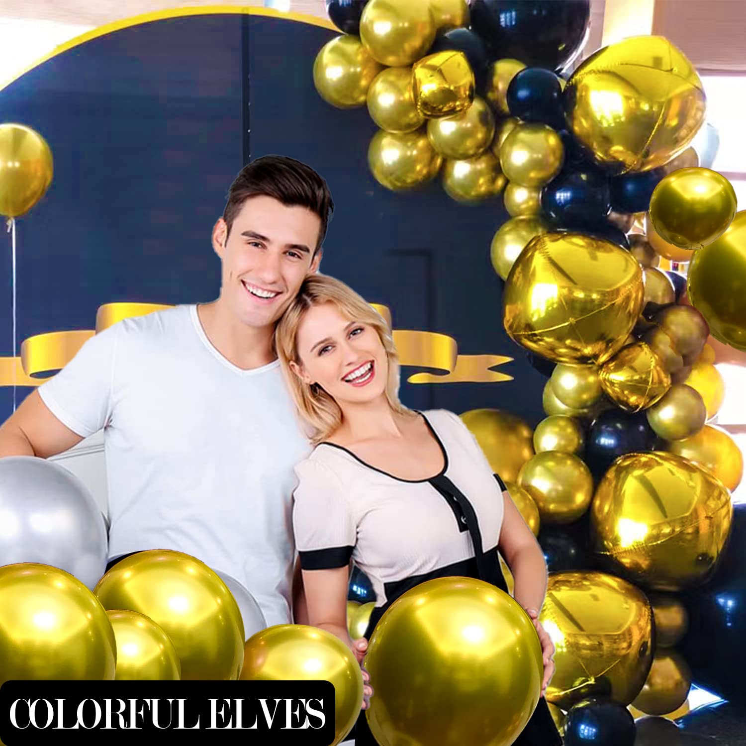 COLORFUL ELVES 12 Inch Gold Metallic Chrome Latex Balloons (100 Pack) – Helium or Air Fillable Party Decor