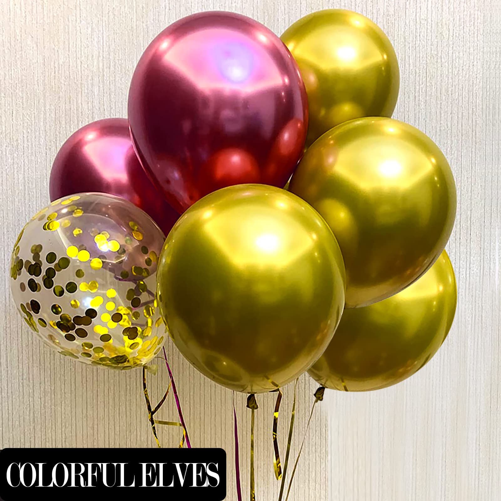 COLORFUL ELVES 12 Inch Gold Metallic Chrome Latex Balloons (100 Pack) – Helium or Air Fillable Party Decor