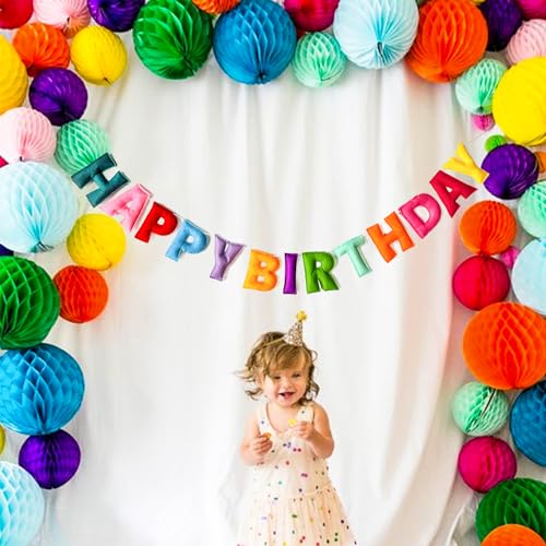 Colorful Felt Happy Birthday Banner – Pre-Strung, Reusable Rainbow Party Garland