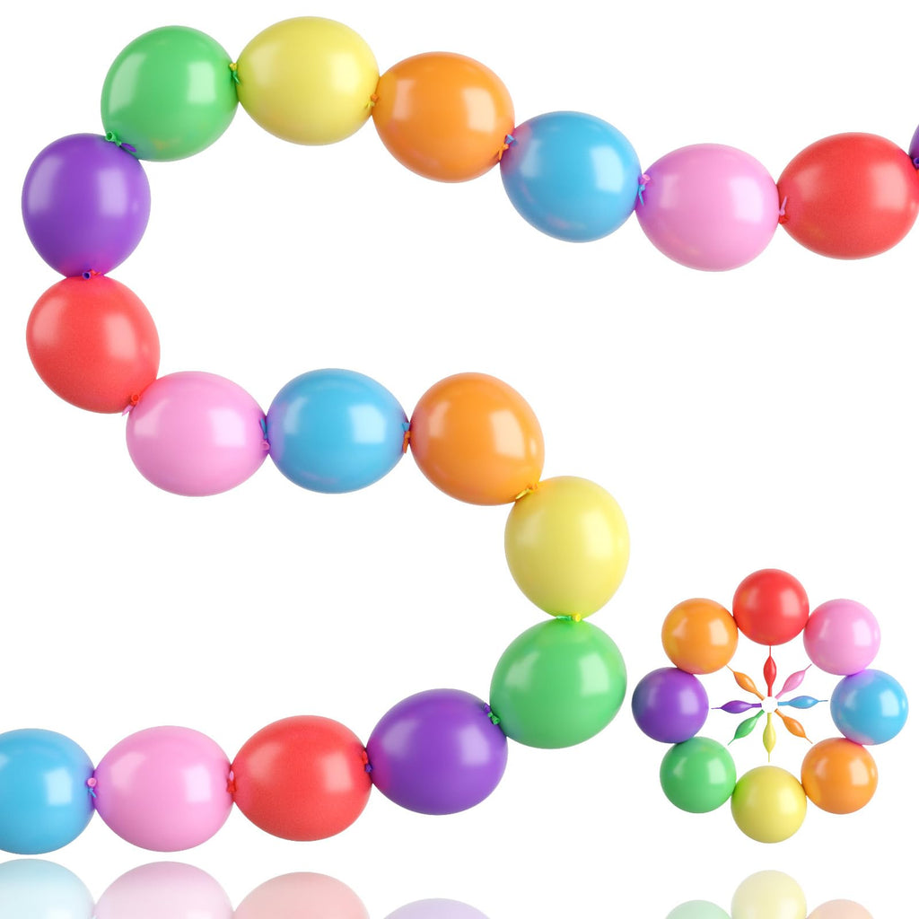 Colorful Linking Balloons - 100 Pack of 6 Inch Tails Balloons for Arches, Walls, and Garlands - Rainbow Colors for Weddings, Birthdays, Parties