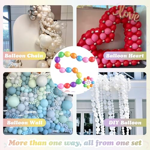 Colorful Linking Balloons - 100 Pack of 6 Inch Tails Balloons for Arches, Walls, and Garlands - Rainbow Colors for Weddings, Birthdays, Parties