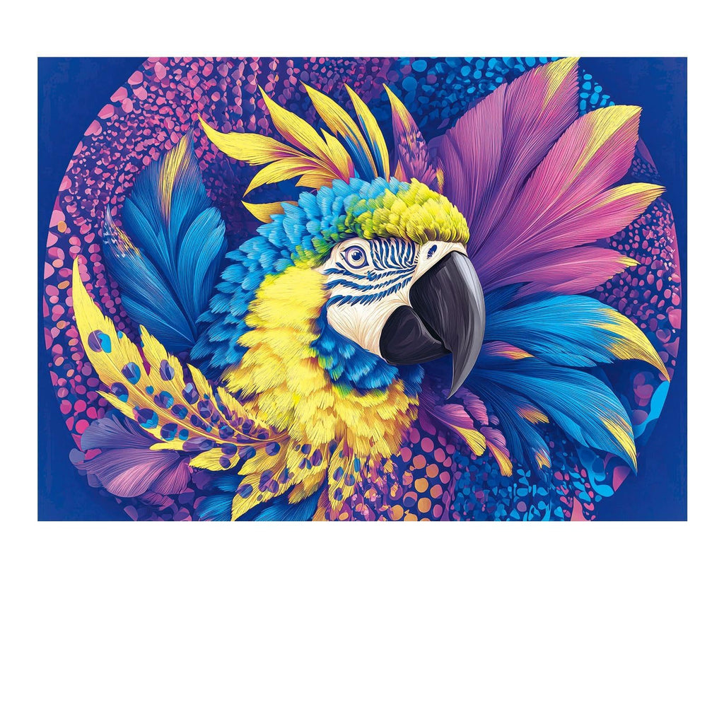Colorful Macaw Parrot 1000 Piece Puzzle – Vibrant Blue Yellow Purple Feathers, No Puzzle Dust