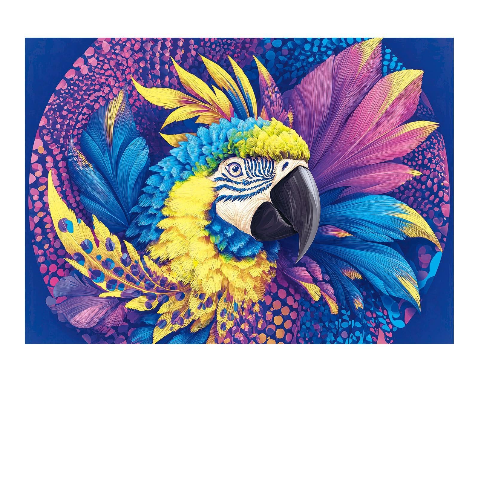 Colorful Macaw Parrot 1000 Piece Puzzle – Vibrant Blue Yellow Purple Feathers, No Puzzle Dust