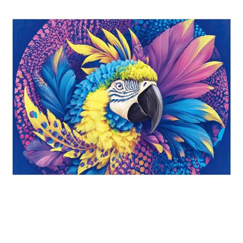 Colorful Macaw Parrot 1000 Piece Puzzle – Vibrant Blue Yellow Purple Feathers, No Puzzle Dust