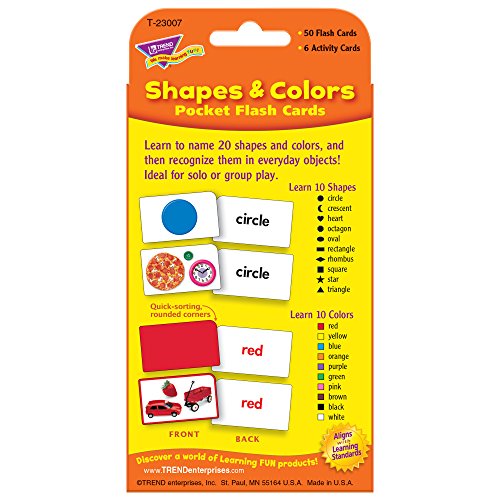 Colors & Shapes Pocket Flash Cards - Real-Life Photos, 56 Cards, Ages 3+