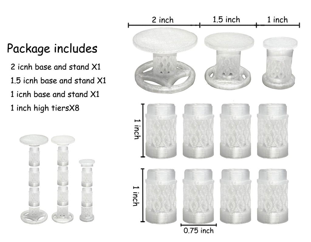 Combat Risers for Flying Miniatures – Lixusia Crystal White Flight Stands with 8 Adjustable Tiers