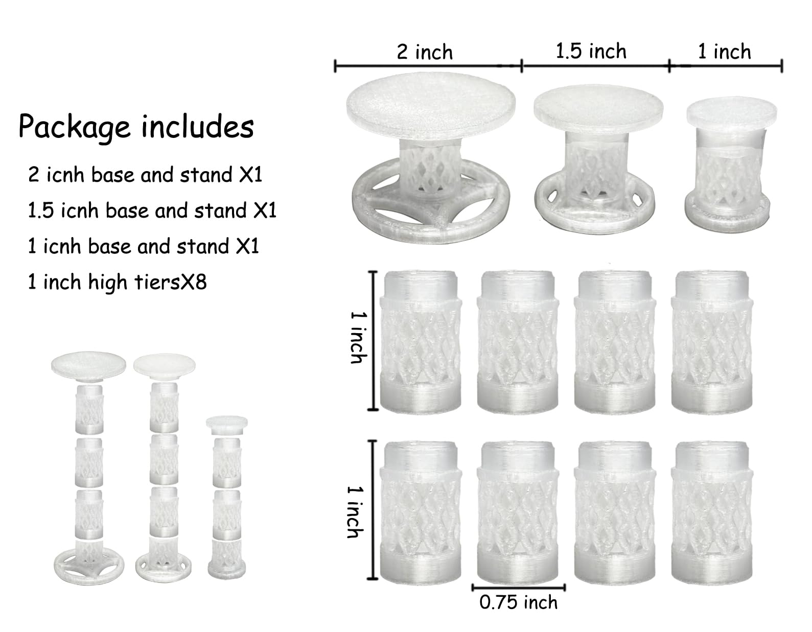 Combat Risers for Flying Miniatures – Lixusia Crystal White Flight Stands with 8 Adjustable Tiers