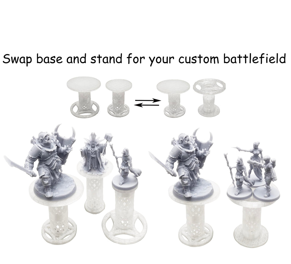 Combat Risers for Flying Miniatures – Lixusia Crystal White Flight Stands with 8 Adjustable Tiers