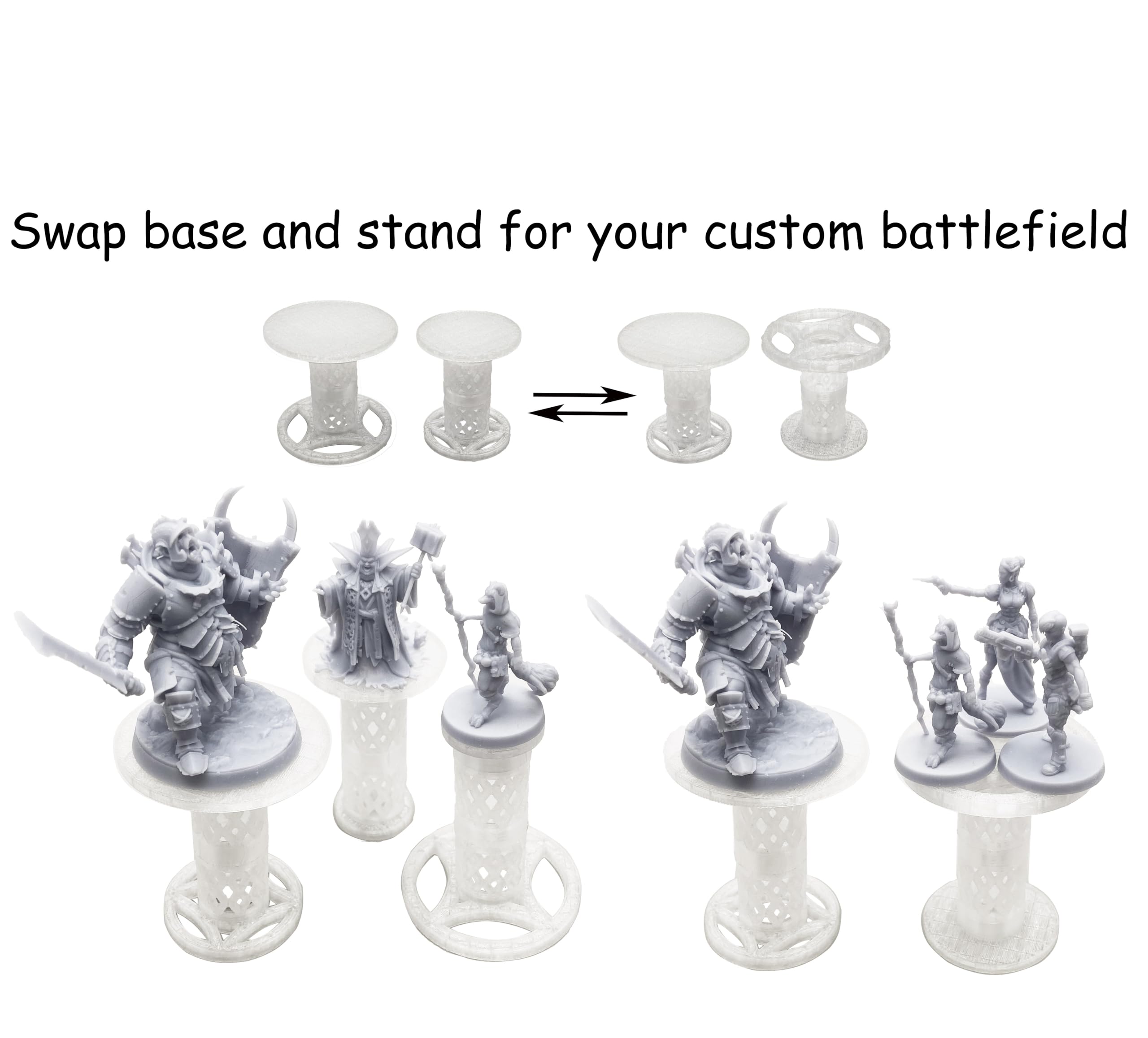 Combat Risers for Flying Miniatures – Lixusia Crystal White Flight Stands with 8 Adjustable Tiers