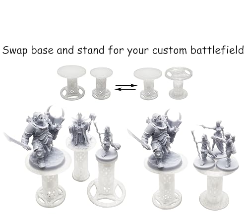 Combat Risers for Flying Miniatures – Lixusia Crystal White Flight Stands with 8 Adjustable Tiers