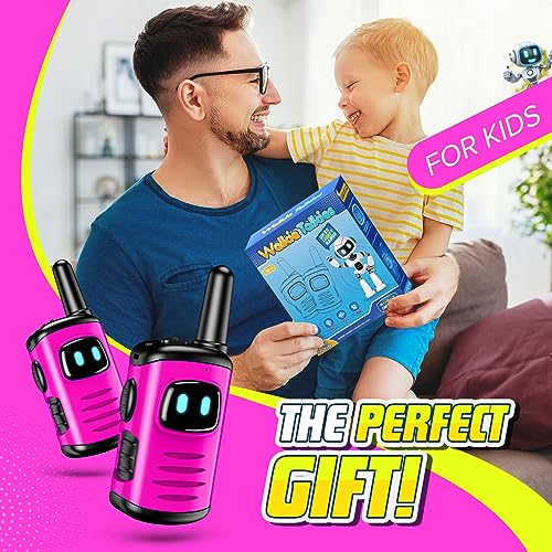 comedyfun Mini Robot Walkie Talkies for Girls - Pink 2 Pack, Lightweight and Durable Toy for Ages 3-6, Up to 1000 Feet Range, Push-to-Talk, Gift for Outdoor Play