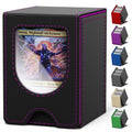 Commander Deck Box with Front Display Window – Holds 100+ Double-Sleeved Cards (Black & Purple)