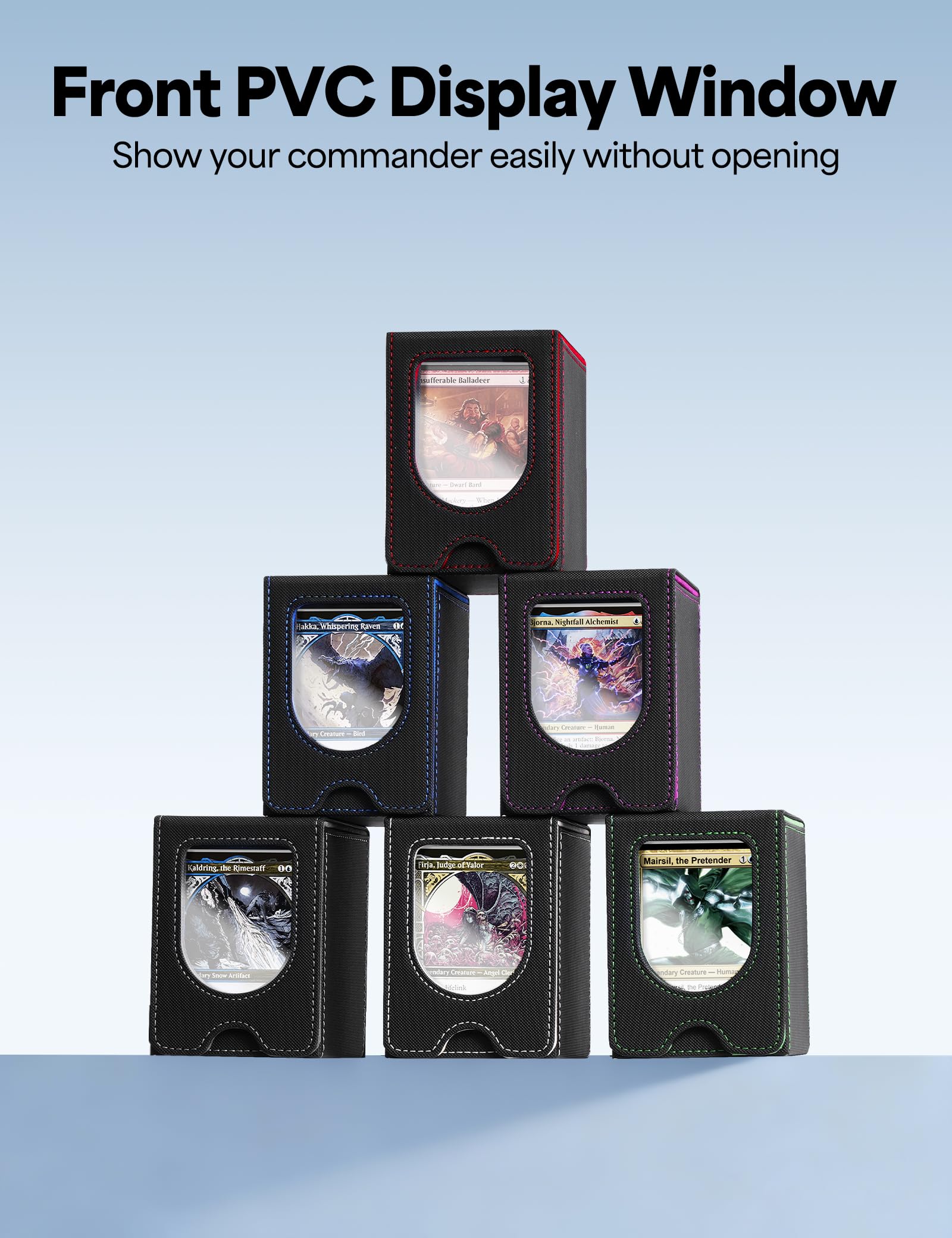 Commander Deck Box with Front Display Window – Holds 100+ Double-Sleeved Cards (Black & Purple)