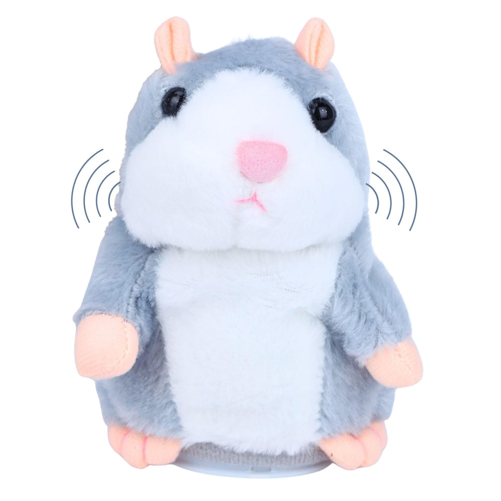Comnonage Talking Hamster Plush Toy - Repeats What You Say, Interactive Speech Toy for Toddlers, Gray