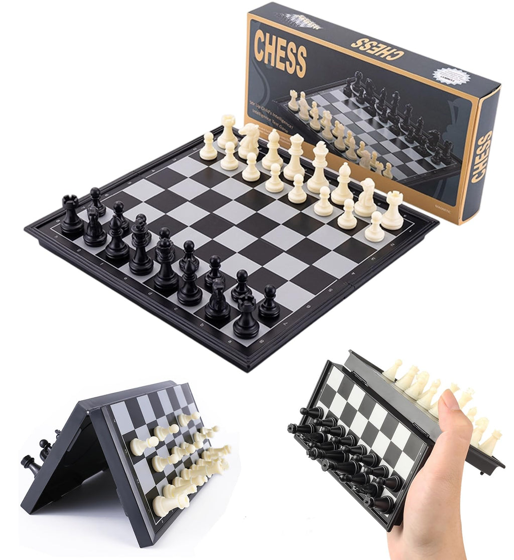 Compact Magnetic Chess Set – 9.5 Inch Folding Board for Travel & Fun