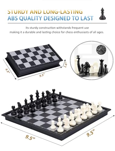 Compact Magnetic Chess Set – 9.5 Inch Folding Board for Travel & Fun