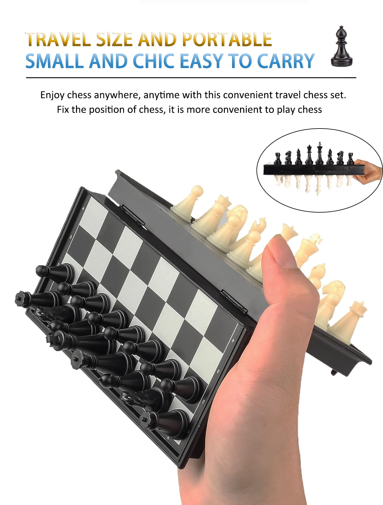 Compact Magnetic Chess Set – 9.5 Inch Folding Board for Travel & Fun