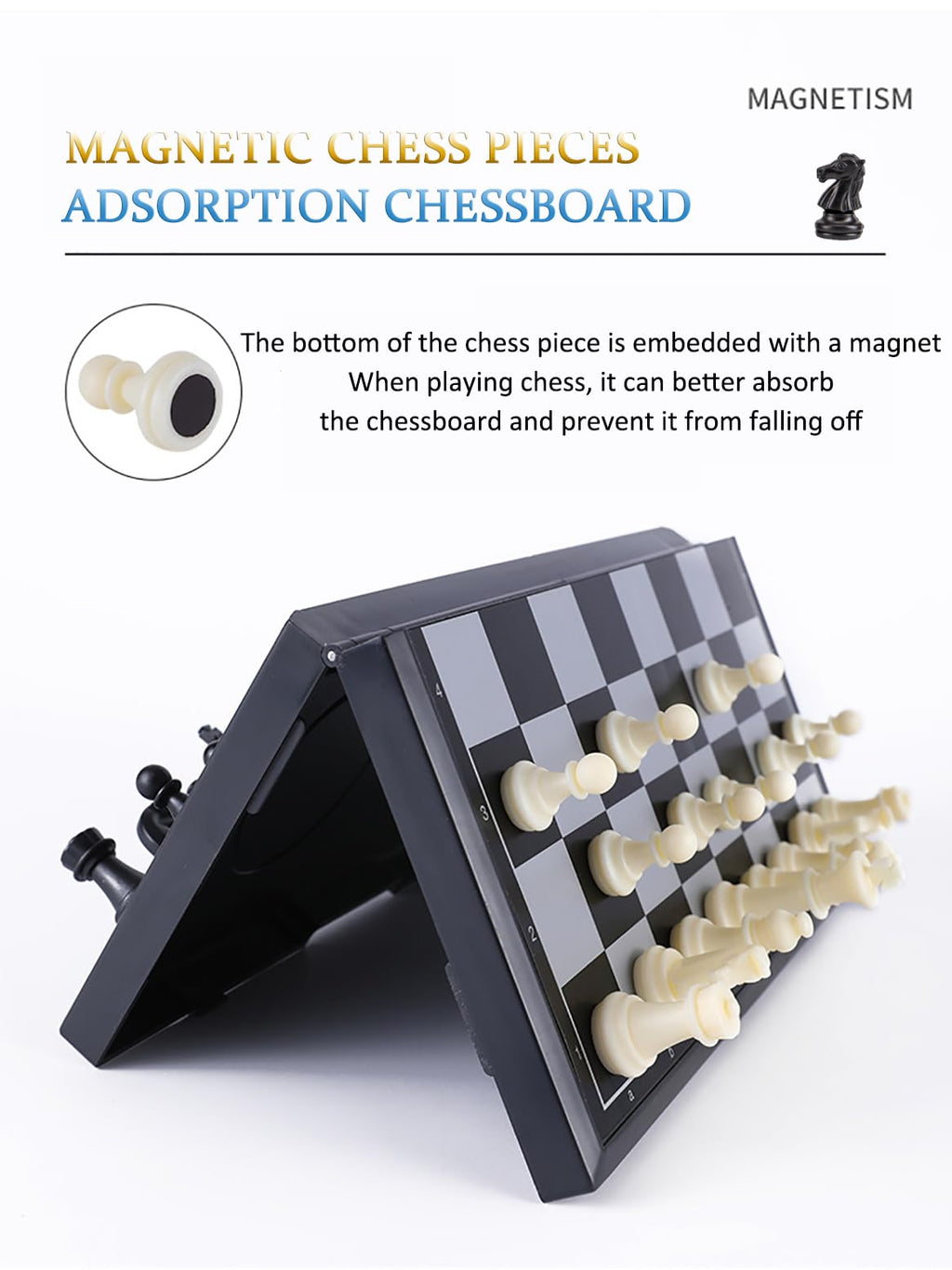 Compact Magnetic Chess Set – 9.5 Inch Folding Board for Travel & Fun