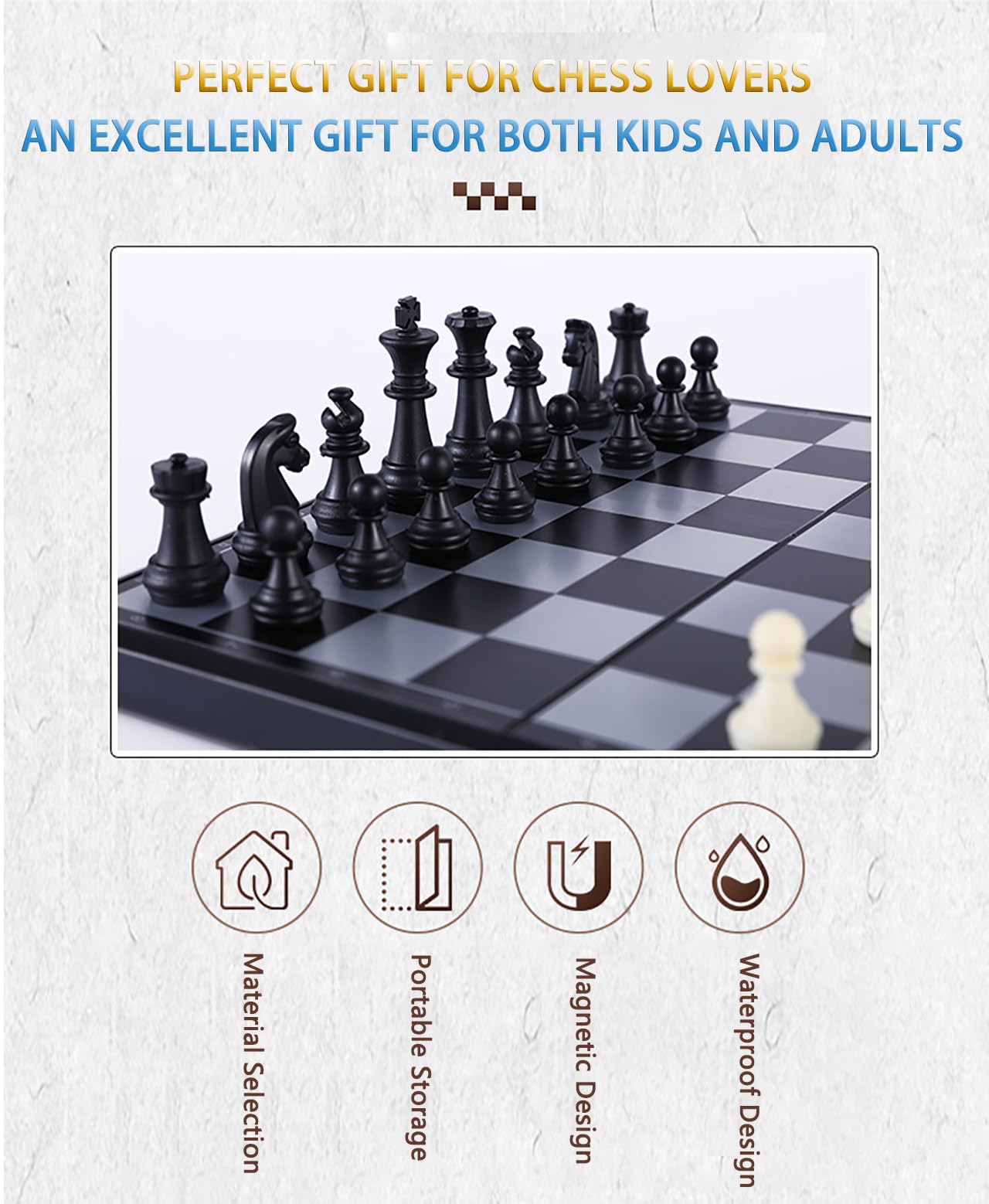 Compact Magnetic Chess Set – 9.5 Inch Folding Board for Travel & Fun