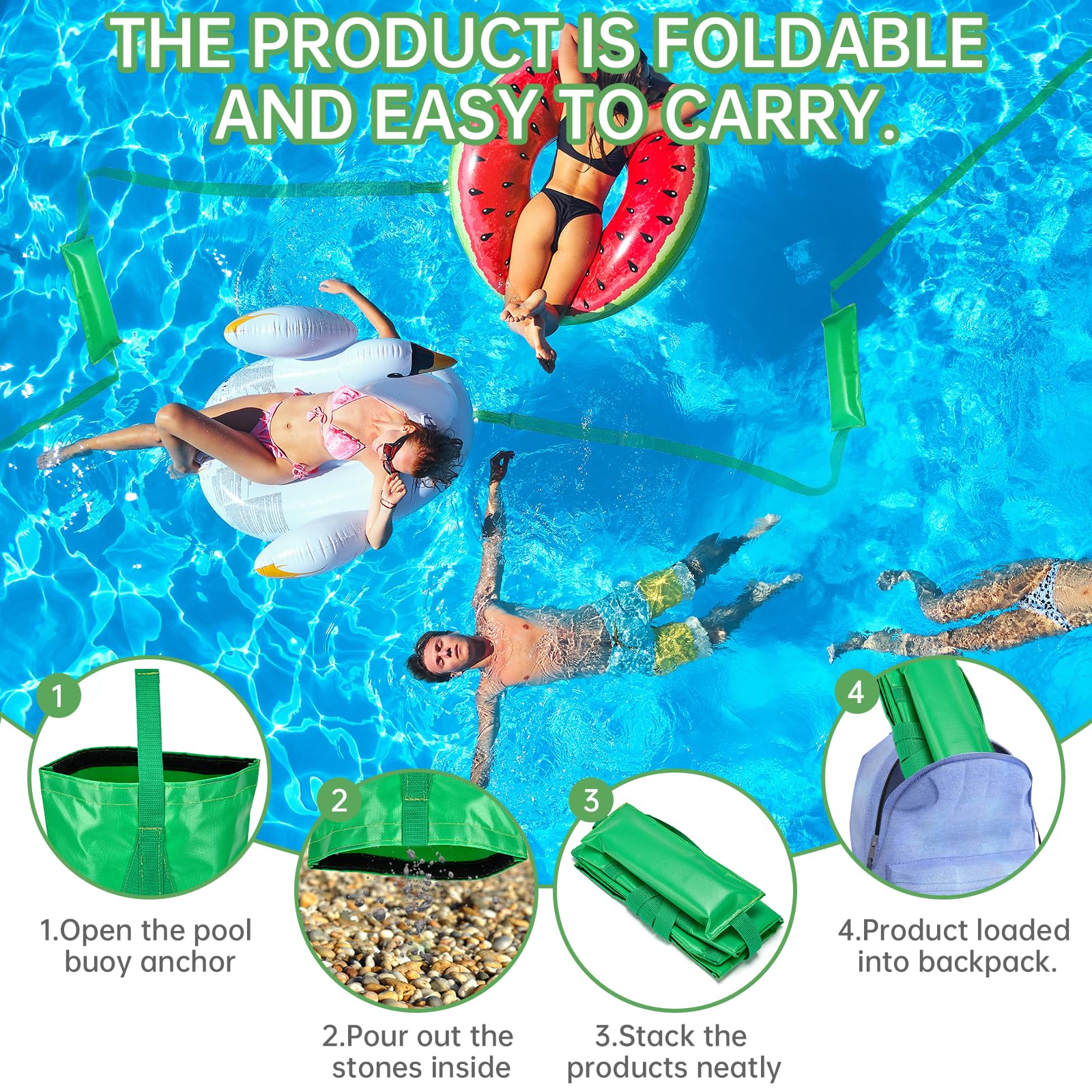 Compact Pool Float Anchor Bag – 2-in-1 Sand Anchor with 9.2ft Rope for Inflatables