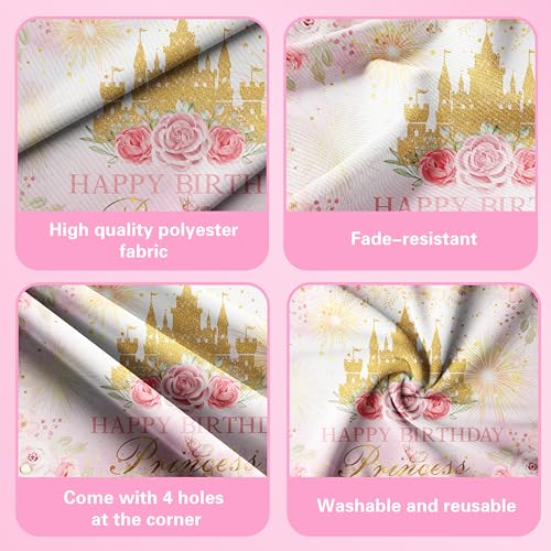 Complete Princess Birthday Decorations Set by Jenlion – Includes Backdrop, Banner, Foil Balloons & Tablecloth