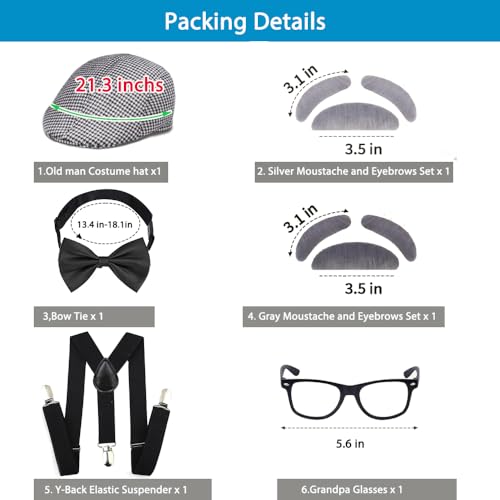 CONNICS 100 Days of School Old Man Costume Kit for Kids – Grandpa Dress-Up Set