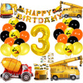 Construction Birthday Party Supplies Kit - Cobesyood 3-Year-Old Theme with Foil Balloons and Decorations