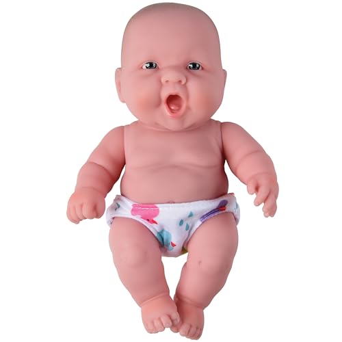 Constructive Playthings 10" Huggable Caucasian Baby Doll with Diaper for Imaginative Play